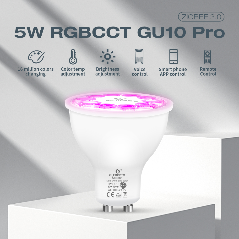 GLEDOPTO GU10 LED Ʈ Ʈ 5W Zigbee3.0 õ ..